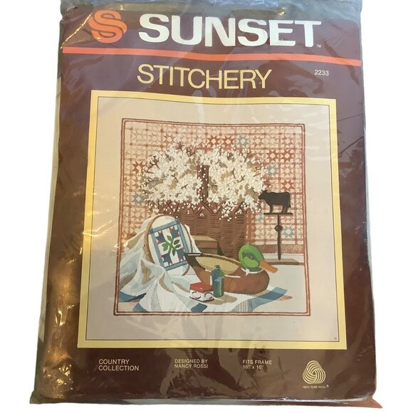 Sunset Stitchery Kit Country Collection 2233 Nancy Rossi 16" x 16" Wool 2233 NEW - Picture 1 of 8